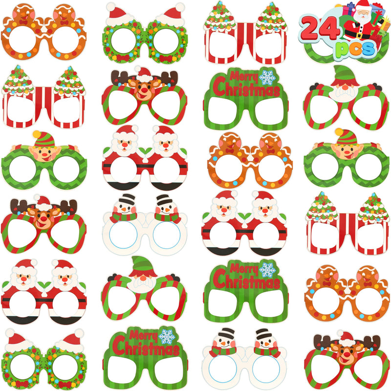 24 Pcs Christmas Paper Eyeglasses