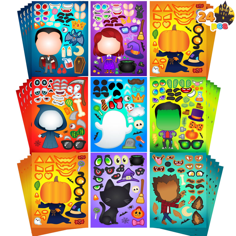 24 Pcs Halloween Make a Face Stickers Party Favor for Kids