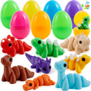8Pcs Prefilled Easter Eggs with Mini Dinosaur