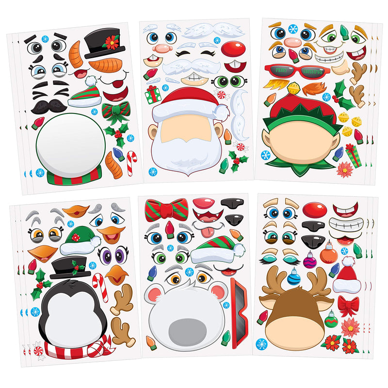 24 Pcs Christmas Make-a-face Stickers