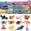 24 Packs Valentines Day Cards with Ocean Animal Building Block for Party Gifts