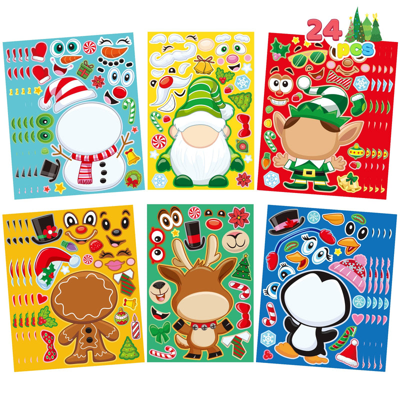 24 Pcs Christmas Make-a-face Stickers