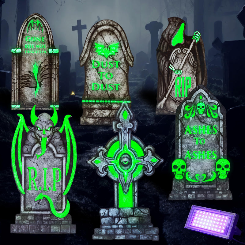 Halloween Decorations Outdoor Graveyard Tombstones Fluorescent