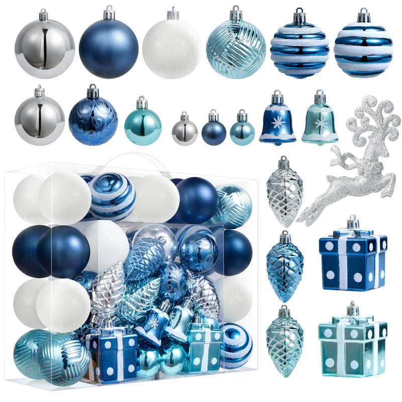 66 Pcs Christmas Balls Ornaments Set (Light Blue)