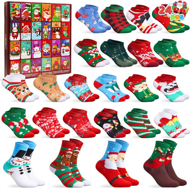 24 Days Christmas Advent Calendar Warm Cotton Socks for Adults