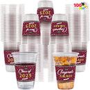 100 Pcs 16oz Graduation Party Plastic Cups (Maroon)