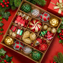 82 Pcs Assorted Christmas Ornaments Ball Set, 3.15'' Red Gold Green Deluxe