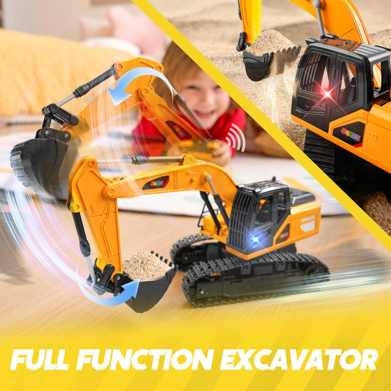 2.4Ghz RC Excavator Toy with Light for Kids Birthday Gift