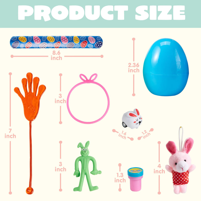 200Pcs 2.36in Cute Toys and Stickers Prefilled Easter Eggs for Easter Egg Hunt