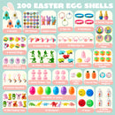 200 Pcs Prefilled Easter Eggs with Toys & Stickers, Easter Party Favors for Kids