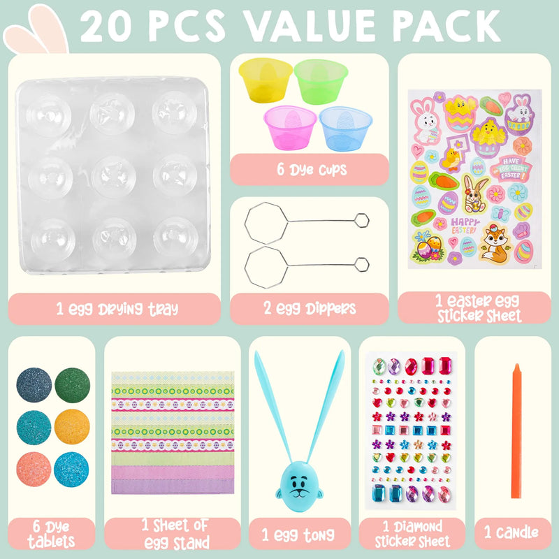 20Pcs DIY Easter Dye Egg Decorating Kit