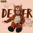 Halloween Baby Pajama, Reindeer Toddler Hooded Jumpsuit Sleepwear