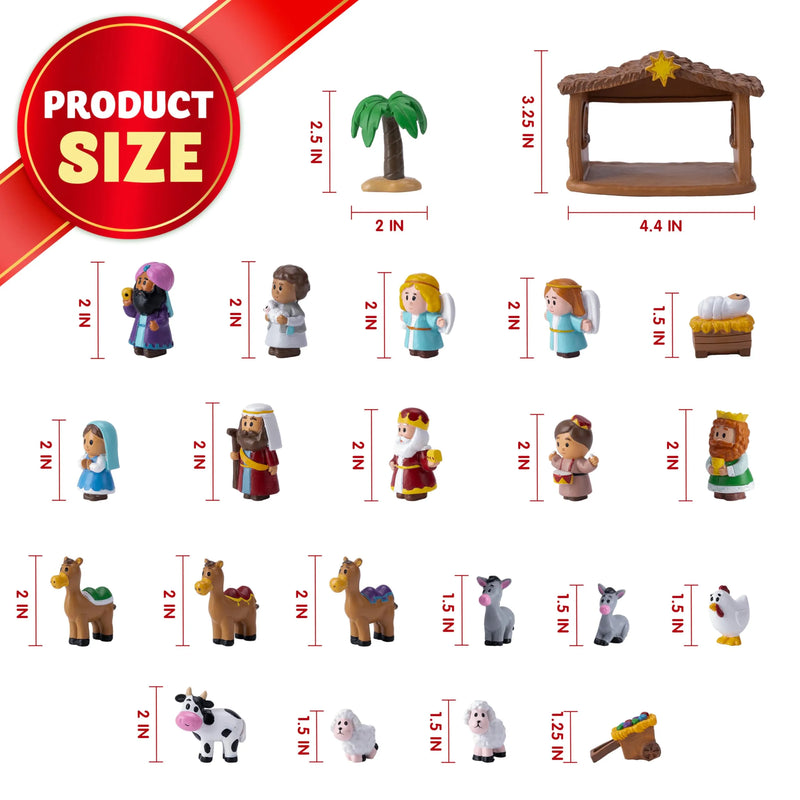 24 PCS Christmas Little Nativity Playset Figurine for Kids Toddlers Xmas Gift