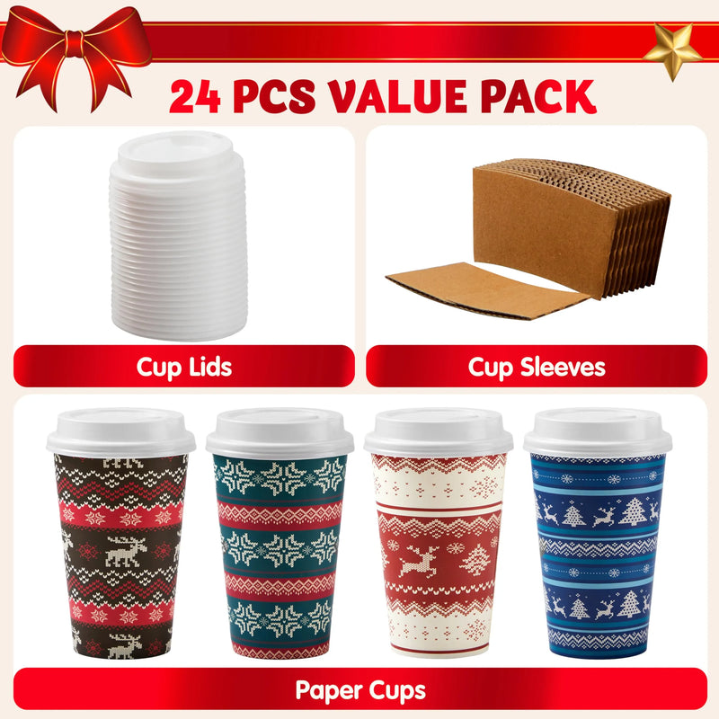 Joyin 48pcs Paper Disposable Christmas Cups 9oz