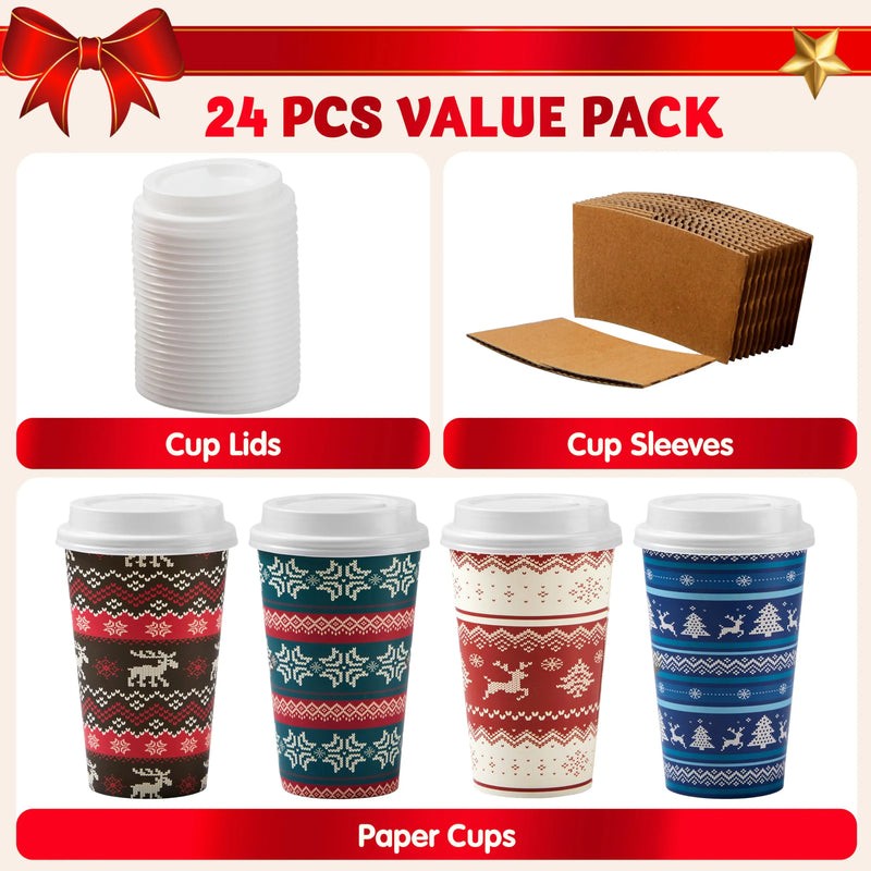 Winter style 48pcs disposable christmas paper coffee cups