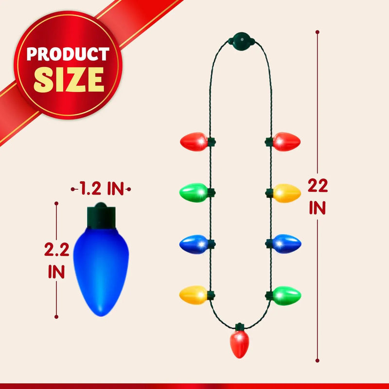 24 Packs Christmas 9 LED Light Up Bulb Necklaces Costume Accessories