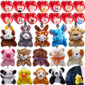 28Pcs Animal Keychains featuring Bulging Eyes with Kids Valentines Cards