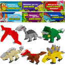 24Pcs Kids Valentines Cards with Dinosaur Building Blocks-Classroom Exchange Gifts