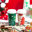 24Pcs 16 oz 6 Designs Christmas Disposable Paper Cups With Cup Sleeves and Lids