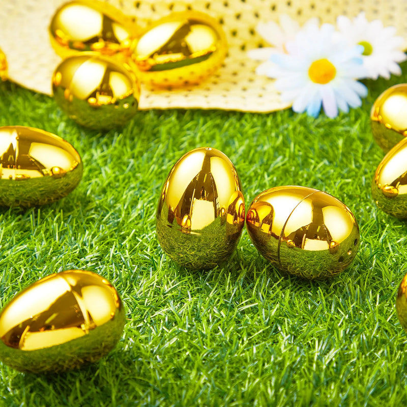 24Pcs 2.3in Golden Easter Egg Shells for Easter Hunt