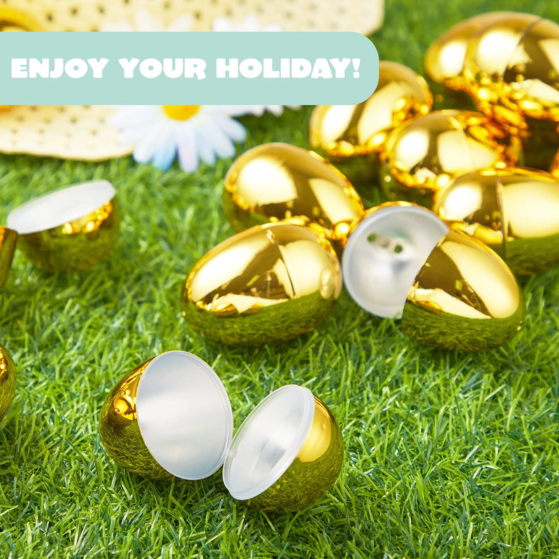 24Pcs 2.3in Golden Easter Egg Shells for Easter Hunt