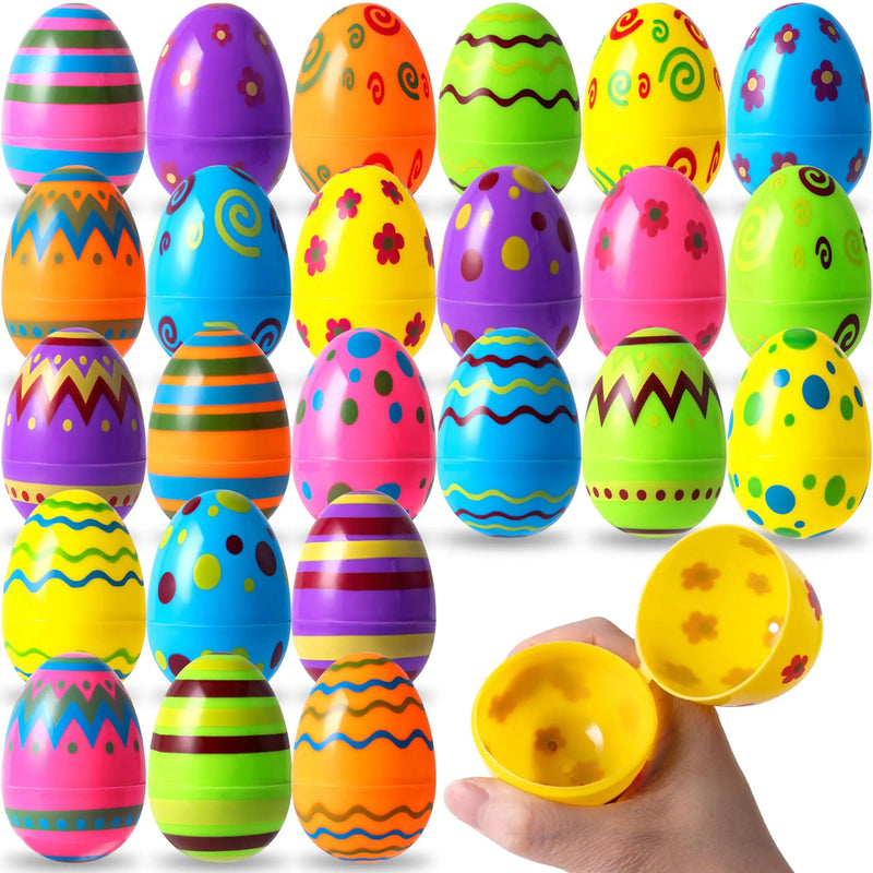 24Pcs 3.15in Colorful Plastic Easter Egg Shells, Fillable Empty Eggs Bulks for Easter Egg Hunt