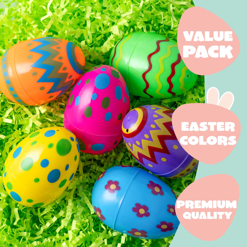 24Pcs 3.15in Colorful Plastic Easter Egg Shells, Fillable Empty Eggs Bulks for Easter Egg Hunt