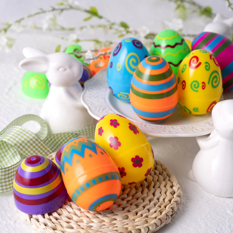 24Pcs 3.15in Colorful Plastic Easter Egg Shells, Fillable Empty Eggs Bulks for Easter Egg Hunt
