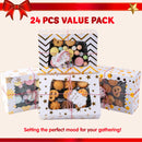 24 Pcs Christmas Cookie Boxes, Gold Foil Treat Boxes with Windows 9 "x 6.2" x 3 "