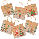 24Pcs Christmas Kraft Gift Bags with Assorted Christmas Prints