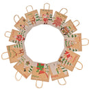 24Pcs Christmas Kraft Gift Bags with Assorted Christmas Prints