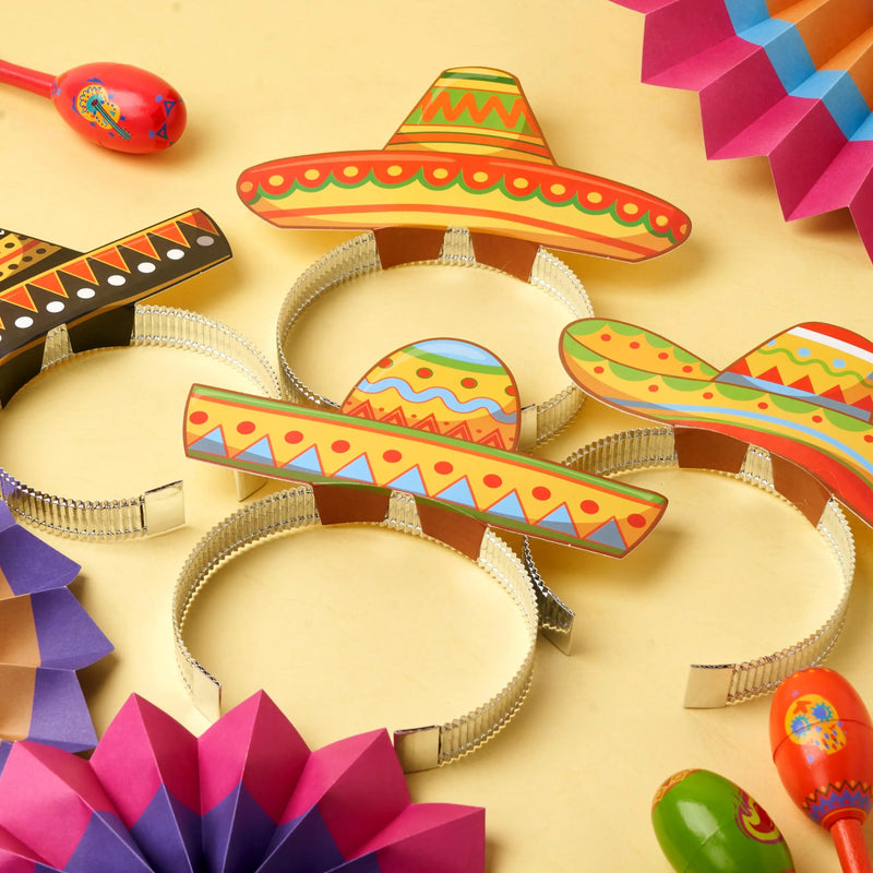 24Pcs Cinco de Mayo Sombrero Headbands for Mexican Themed Fiesta Party