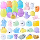 24Pcs Easter Glitter Transparent Prefilled Eggs with Mochi for Easter Egg Hunt