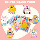 24Pcs Easter Match Make a Face Stickers with Chick Bunny Sheep Egg Pattern