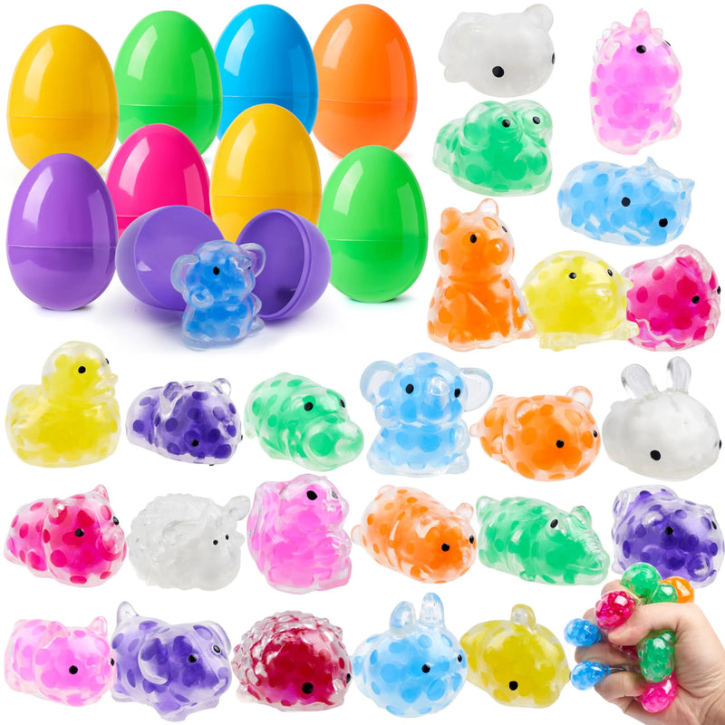 24Pcs Easter Prefilled Eggs with Mochi Squishy Toy for Easter Egg Hunt