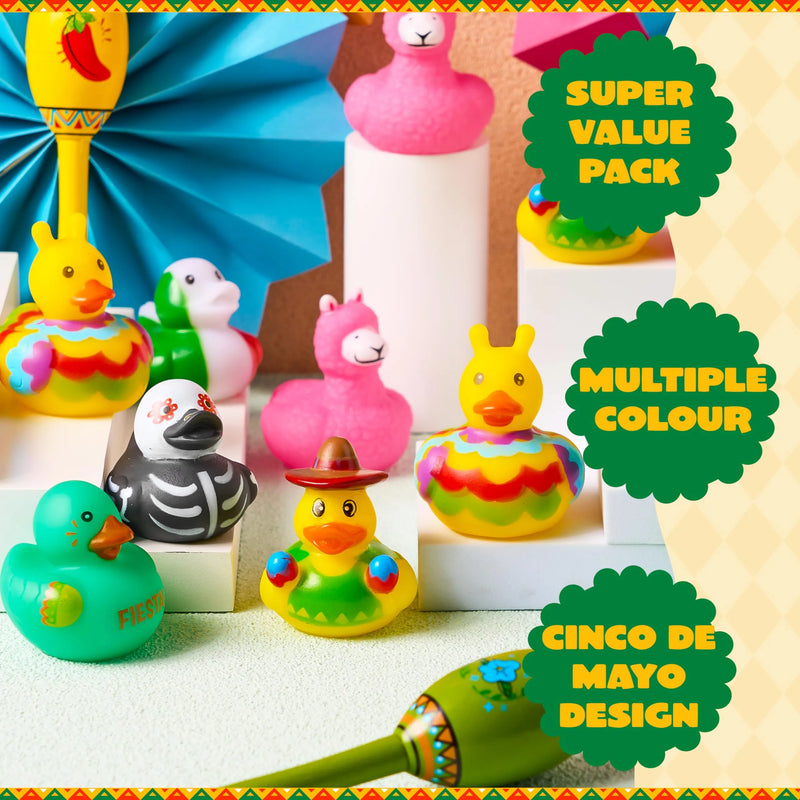 24 Pcs Mexican Fiesta Rubber Ducks for Party Favors Decoration