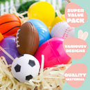 24Pcs Pre-Filled Easter Eggs with Sports Stress Balls Squishy Toy, Kids Easter Egg Hunt