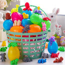24 Pcs Prefilled Easter Eggs 3D Printed Articulated Toys, Party Favors for Kids