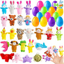 24 Pcs Prefilled Easter Eggs with Animal Finger Puppets for Kids Party & Hunt
