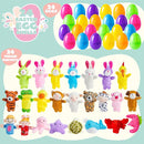 24 Pcs Prefilled Easter Eggs with Animal Finger Puppets for Kids Party & Hunt