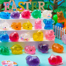 24Pcs Prefilled Easter Eggs with Cute Animal Mochi Squishy Toys for Egg Hunt, Basket Stuffers & Party Favors
