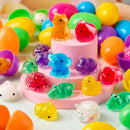 24Pcs Prefilled Easter Eggs with Cute Animal Mochi Squishy Toys for Egg Hunt, Basket Stuffers & Party Favors