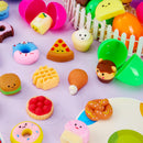 24Pcs Prefilled Easter Eggs with Fast Food & Dessert Mochi Squishy Toys for Egg Hunt, Party Favors & Basket Stuffers