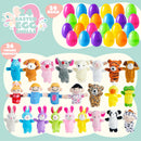 24 Pcs Prefilled Easter Eggs with Finger Puppets for Kids Party & Hunt
