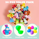 24 Pcs Prefilled Easter Eggs with Finger Puppets for Kids Party & Hunt