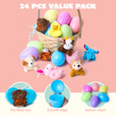 24Pcs Prefilled Easter Eggs with Mini Plush Animal Toys for Kids