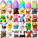 24Pcs Prefilled Easter Eggs with Mini Plush Animal Toys for Kids