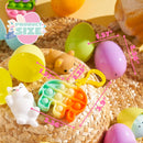 24Pcs Prefilled Easter Eggs with Mochi and pop Bubble Keychains for Kids to Egg Hunt