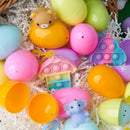 24Pcs Prefilled Easter Eggs with Mochi and pop Bubble Keychains for Kids to Egg Hunt
