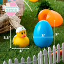 24Pcs Prefilled Easter Eggs with Rubber Ducks, Variety Duckies for Easter Egg Hunt